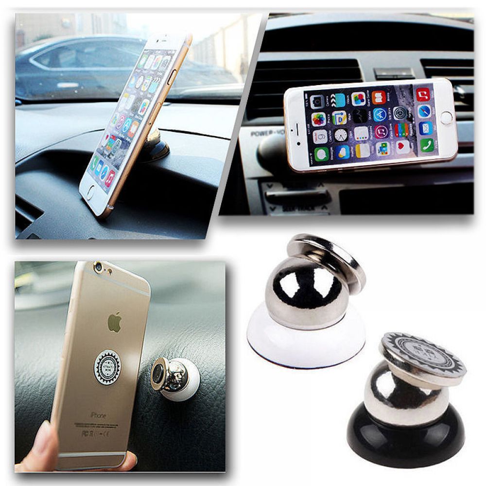 Magnetic Car Cell Phone Holder Mount Dash 360°Rotating-White